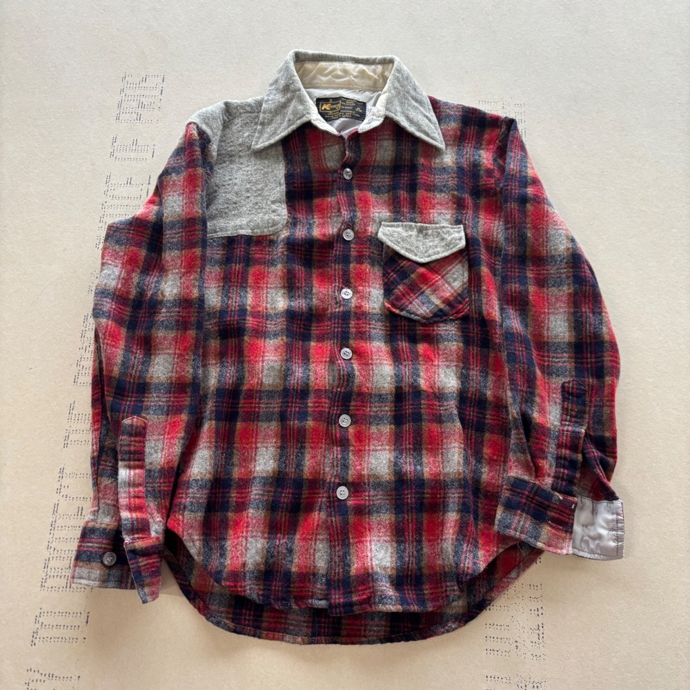 Vintage‎ 70s Kmart Wool Blend Plaid Flannel Shirt